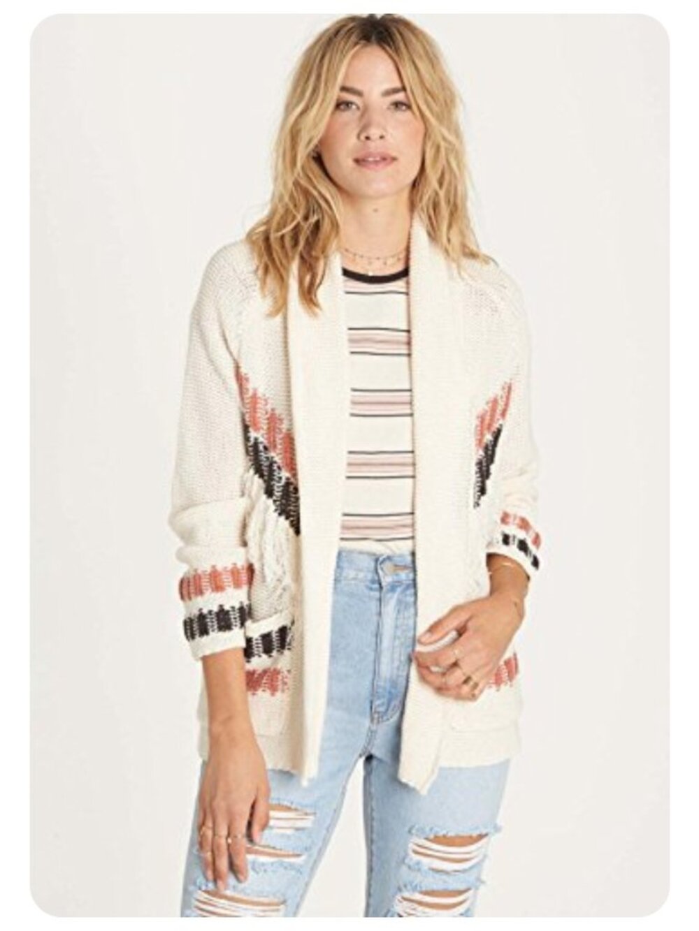 Billabong In Stitches Cardigan Sweater sz S